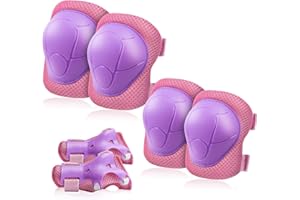 BOSONER Knieschoner Kinder Schoner Inliner Protektoren: [6er Set] Schützer Inline Skates Kinder Knieschützer Skateboard SchutzausrüStung Knie und Ellenbogenschützer für Kinder und Jugendliche