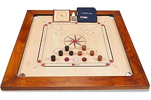 UBER GAMES Übergames Carrom Turnier Set, 12kgs. 12mm Mango-Spielfläche aus hochwertigem ECO-Hartholz. Karrom Indoor spiel.
