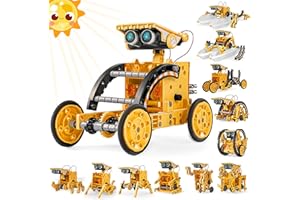 EPPO STEM Kit de Robot Solaire Jouets 12 en 1, Ensemble d'Expériences Scientifiques du Bâtiment éducatif Cadeaux pour Enfants Garçons Filles, Cadeaux pour Enfants de 8 9 10 11 12 13 Ans (Jaune)