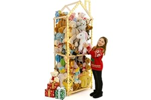 PUTSKA Wooden Nursery Storage Shelf – Extra-Large Vertical Organizer for Plush Toys, Baby Essentials & Nursery Décor - House