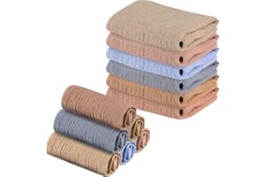 DASHUAIGE 12 Pack Baby Muslin Squares Baby Muslin Cloths Washcloths Natural Cotton Baby Wipes Baby Essentials for Newborn Baby Wiping Bathing Feeding