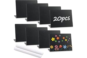 BINGGUNYO 20 Pezzi Mini Lavagna Piccola, 10 x 7.5cm Mini lavagna, Lavagnette Piccole Cancellabile, Mini Segni di Lavagna in Piedi con 2 Penna, Mini Lavagna da Tavolo per Matrimoni/Feste/Cartellino (Forma a L)
