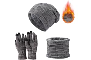 JXCTNNU Ensemble de Tricotés Bonnet Écharpe e Gants Packs Bonnet, Écharpe et Gants Homme Femme Ensemble Chauds d'hiver 3 en 1 avec Chaud Écharpe Chapeau Écran Tactile Gants