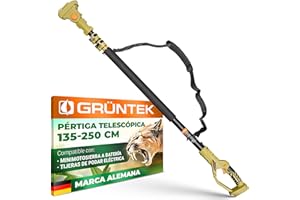 Pértiga Telescópica GRÜNTEK – Mini Motosierra Batería Telescópica y Asta Tijera de Podar Eléctrica – Pertiga Motosierra Eléctrica 135-250 cm para Corte y Poda de Ramas en Altura