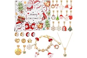 YIMOMOYI Calendario Avvento 2024 Bambina, Calendario dell Avvento Gioielli Kinder Bambini, Calendario dell'avvento Braccialetti con Ciondoli Fai da Te Regalo Natale Ragazze 5 6 7 8 9 10 Anni(Collana+Bracciali)