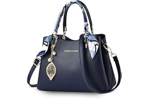 FORRICA Handbag Women Top Handle Bag with Exquisite Pendant Elegant Ladies Shoulder Bag PU Leather Crossbody Bag for Banquet Travel Business Blue