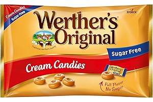Werther's Original Cream Candies (1 kg), caramelos sin azúcar de mantequilla y nata fresca, toffees dulces y cremosos, caramelo sin gluten con sabor a crema