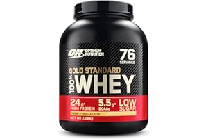 Optimum Nutrition Gold Standard 100% Whey Proteine in polvere per lo Sviluppo e il Recupero Muscolare con Glutammina e Aminoacidi BCAA Naturali, Gusto Crema di Vaniglia Francese, 76 Dosi 2,28 kg