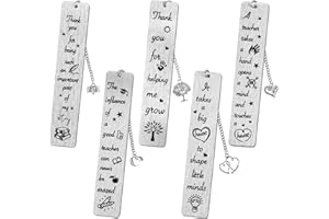 COCHIE Thank You Teacher Bookmark Gifts for Women Men, Appreciation Gifts for Teachers, 5Pcs Teacher Bookmark for Leaving End of Term Retirement Graduation Teachers Gifts