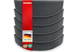 Floordirekt 15x Treppenstufen Matten, Stufenmatten innen für Treppe, Treppenteppich, selbstklebend, Teppich für Treppenstufen, Treppenschutz, Stufenteppich (London, Anthrazit, 65x23 cm, Halbrund)