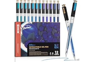 ZSCM Stylos à encre gel rétractables à paillettes - 12 couleurs - Grande capacité - Bleu pailleté métallique - Pointe fine de 1 mm - Écriture lisse - Pour livre de coloriage pour adulte, prise de