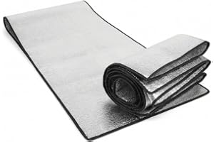 QWORK Förtjockad och bekväm 3 mm x 200 cm x 200 cm aluminium liggunderlag skummattor, vikbar aluminiumfolie isoleringsmatta f