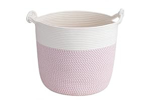 TIMEYARD Baby Storage Basket, Pink Laundry Basket Toy Baskets for Clothes, Nursery Baskets for Toys, Soft Woven Basket for Storage, 38 x 36 cm,