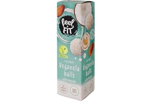 Feel FIT Veganela Balls, pralines végétaliennes à la noix de coco avec des amandes entières à l'intérieur et de la crème de lait de coco, sans sucre ajouté, sans huile de palme 27 g