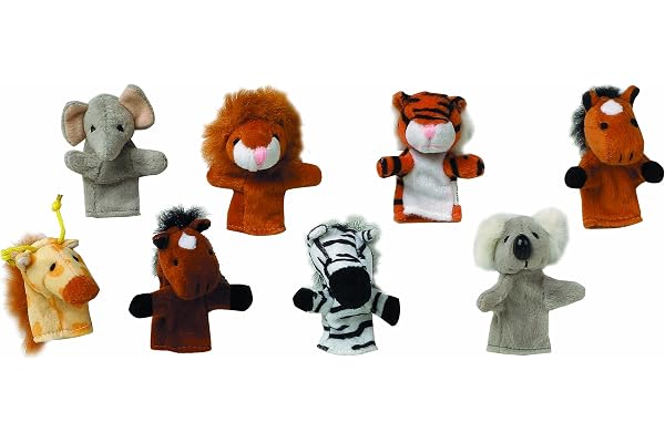 TOYS PURES - 15.125 - Set de 8 Marionnettes de doigts - Aléatoire - Zebre, Lion, Elphant, Girafe, Koala, Tigre, 2 cheveaux