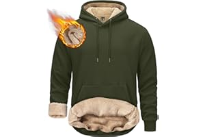 TACVASEN Men's Hoodie Sherpa Fleece Hoodies Sweatshirt Winter Warm Hooded Pullover with Kangaroo Pocket