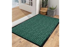 renoazul® Non Skid Washable Rubber Backing Mat, 80 x 150 cm Dirt Grabber, Green Absorbent Runner, Heavy Duty Mud Barrier Carpet, Shoes Dust Scraper Rug for Indoor, Laundry, Door Entrance and Hallway