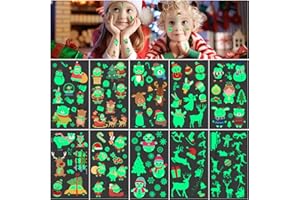 AIRNOGO Tatuaggi per Bambini 100 Tatuaggi Temporanei Natale Luminoso, Kit Tatuaggi Finti per Bambini e Bambina, Natale Decorazioni Adesivi per Idee Regalo Bambini Trucco Gadget per Festa del Gioco Compleanno
