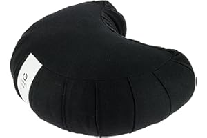 Tierra Zen Kapok ME030F meditación Cojín de Half Moon Negro algodón 33 x 27 cm