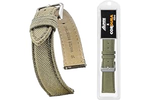 ALPINE INTERNATIONAL Alpine Cordura - Correa de repuesto de liberación rápida para reloj, correa de tela y cuero con forro trasero resistente al agua, para mujeres y hombres, compatible con correas de reloj analógicos e