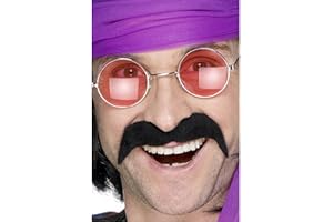 Smiffys Wąsy z lat siedemdziesiątych, czarne, samoprzylepne