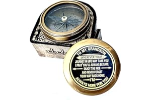 ALADEAN 'Brass Compass 2'' | Engraved Quote Gift for Birthday Anniversary Wedding Christmas Thanksgiving Graduation Confirmation Baptism'