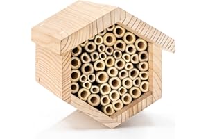 WHITEHORSE Premium Cedar Bee House - 15.2cm Long Tubes - Perfect for Mason Beekeeping - an Insect Hotel Built to Last - Great Addition to Your Garden Decor