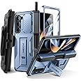 TONGATE Galaxy Z Fold 5 Case with S Pen Holder, Screen Protector, Kickstand, Full-Body Rugged Hinge Protection, Belt-Clip & Camera Cover for Samsung Galaxy Z Fold 5, Blue
