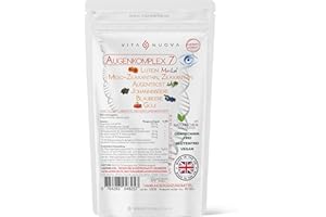 ‎TIME HEALTH Augenkomplex 7 – Lutein/Meso-Zeaxanthin/Zeaxanthin/Neuseeländische schwarze Johannisbeere/Blaubeere/Goji-Beere/Augentrost – Ohne Zusätze – Natürlich – Im UK hergestellt (120 Kapseln)