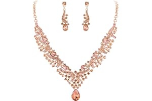 EVER FAITH Juegos de Joyas para Mujer Cristal Austríaco Boda Flor Oleada Lágrima Collares Pendientes Conjunto