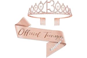 YongHang Födelsedagsdekorationsset Med Halsband Och Diadem I Roséguld – Presenter Och Krona För Födelsedagsfestdekoration