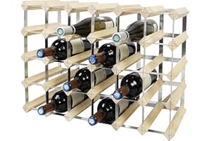 Todeco - Portabottiglie Vino, Cantinetta Portabottiglie, Portabottiglie Vino Legno per 30 Bottiglie, Legno Naturale