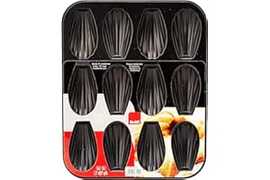 Ibili 820502 Plaque de 12 madeleines, Acier, Noir, 25,9 x 20,9 x 1,4 cm