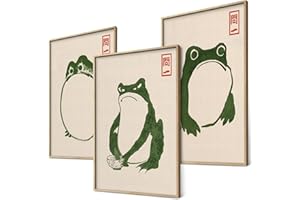 BLCKART Ensemble d'affiches Hoji Frogs Ukiyo-e Art japonais Japon Décoration murale Photos Décoration de chambre à coucher Décoration de salon Peintures éclectiques (3x A3 | Sans cadre)