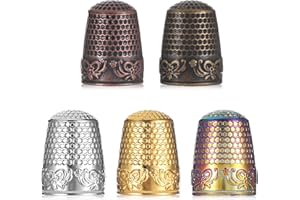 Cobee 5 Stück Nähfingerhüte, Metallfingerhüte Zum Handnähen Sticken Fingerschutz Quilten Bastelzubehör Zum Nähen Stricken Handarbeiten, Heimwerkerwerkzeuge
