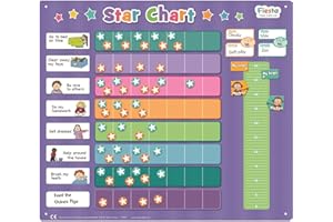 FIESTA CRAFTS LTD Fiesta Crafts Extra Large Magnetic Star Chart for Kids - Behavior Star Chore Chart for 1 to 2 Children - Customisable Magnetic Reward Chart to Encourage Good Behaviour for Children Aged 3 to 11 Years