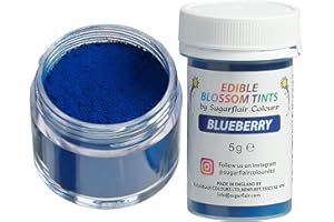 SUGARFLAIR COLOURS Sugarflair Blueberry Food Colouring Powder Dust, Use on Cake Surfaces, Decorations or Colour Sugarpaste, Fondant, Icing, Chocolate, Buttercream, Royal Icing, Macarons and More! - 5g