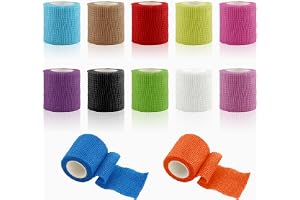 12 rullar bandage band bandage, 5 cm x 4,5 m sammanhängande första hjälpen bandage för fingertoppar, handleder, fotled