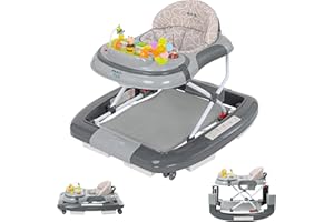 ib style 5in1 Lauflernhilfe, Gehfrei, Schaukelfunktion mit Licht & Melodie, Laufhilfe für Baby ab 6 Monate, Little World, Grau