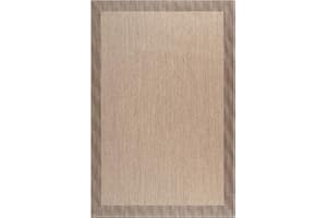 TEJIDOS EL MUNDO Alfombra vinílica de Tejido Trenzado de Alta Gama. Lavable y Antideslizante. Alfombras Resistentes para salón, Cocina, baño o Pasillo - 060x120 cm., Cenefa-Beige