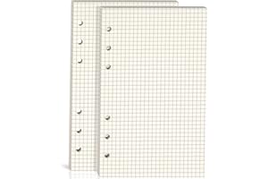 BIDPONDS Lot de 2 paquets de feuilles de recharge A6 quadrillées A6 pour classeurs à 6 anneaux, 80 feuilles (160 pages), 17 x 10 cm, beige