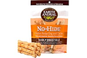 EARTH ANIMAL No Hide Stix friandises au goût de Poulet, Naturelles, sans Cuir Brut ; Friandises Longue durée pour Chiens - Friandises pour Chiens de Petite Race (Paquet Unique)