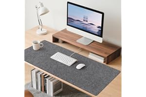 Kiiwah Filcowa mata na biurko 40 x 100 cm, duża antypoślizgowa podkładka pod mysz komputerowa o grubości 3 mm do biura i domu (ciemnoszara)