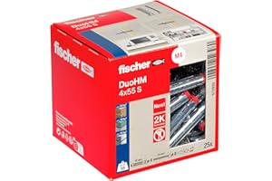 fischer Hohlraumdübel DuoHM 4 x 55 S PZ, Plattendübel mit metrischer Panheadschraube und PZ-Antrieb zum Befestigen von TV-Halterungen, Leuchten, Wandregalen, uvm. in Plattenbaustoffen, 25 Stück