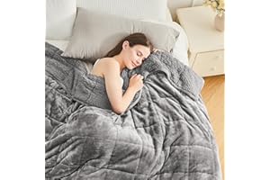 Cottonblue Gewichtsdecke 150x200cm 7kg- Sherpa Fleece Entspannungsdecke Erwachsene Zur Verbesserung des Schlaf Weighted Blanket - Gemütlich Calm Decken mit Cemaric Perlen, Graue