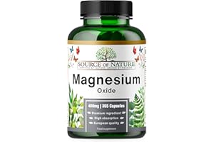 ‎SOURCE OF NATURE Tlenek Magnezu 665 mg | 400 mg Magnezu Elementarnego | 365 Kapsułek Wegańskich | Wysoka Dawka | Roczny Zapas | Source of Nature