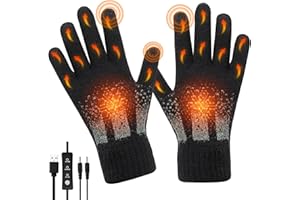 XUJAIOLQP USB Heated Gloves, Winter Warm Heated Gloves,Hand Warmers Gloves for Men Women With 3 levels Adjustable Temperature, Washable Knitting Gloves for Indoor Outdoor