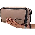 Wooum Large Pencil Case With 3 Compartments & Elastic Strap Slots For School Students, Large Capacity Khadi Pencil Case Pouch For Teen Boys & Girls, Multipurpose Travel Storage Pouch -Bieg, Beige
