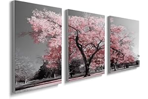 PRINFANTASY Nature Canvas Wall Hanging Art - Abstract Tree Print Pink Paintings Decor Ready To Hang YH1102