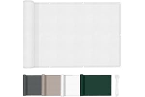 HENG FENG Frangivisto Balcone 0.9x4m, PES Impermeabile Copri ringhiera Balcone, UV-Resistente, Protezione della Privacy, con Cinghie, Bianco